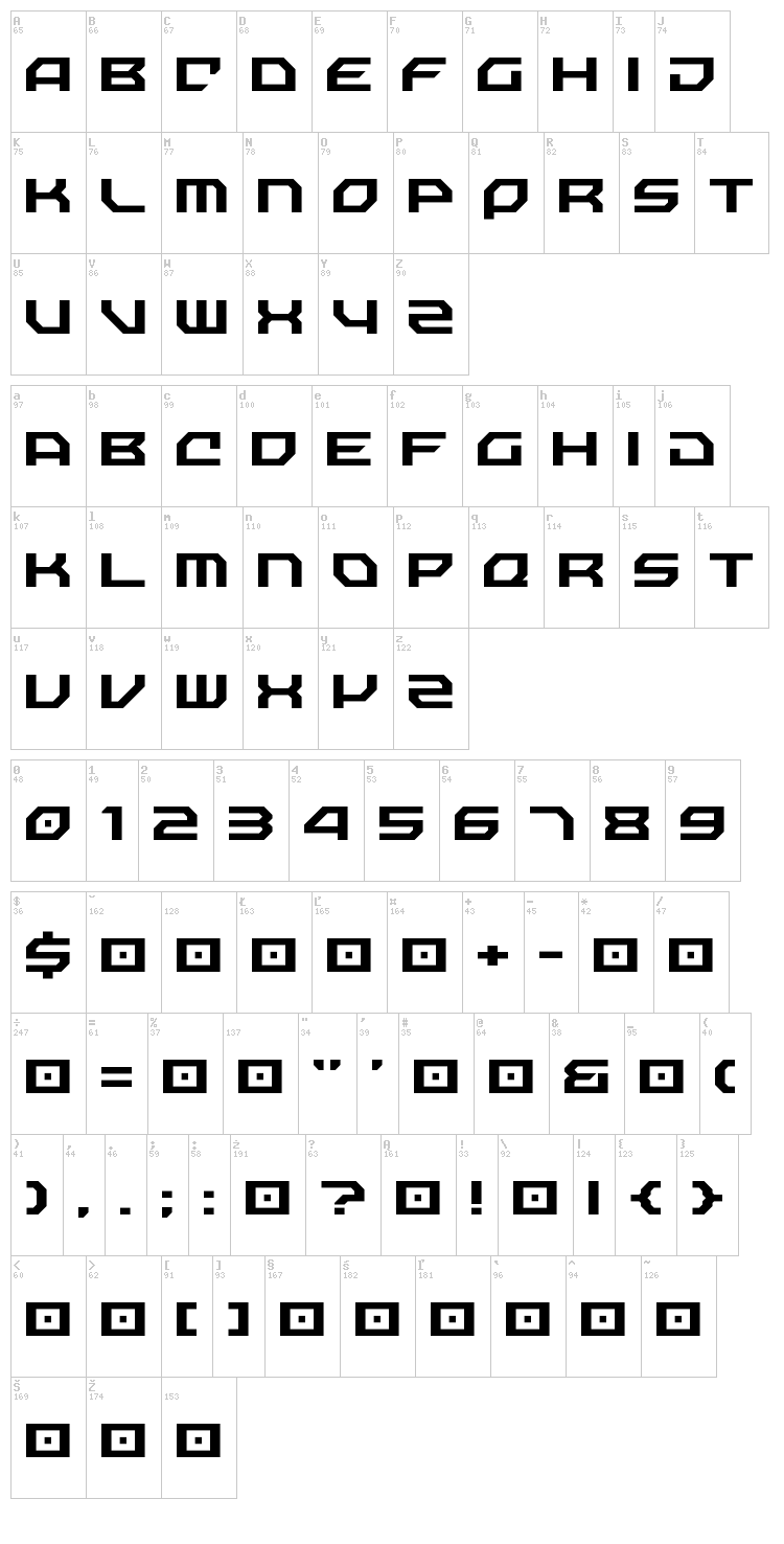 Nechao Sharp font map